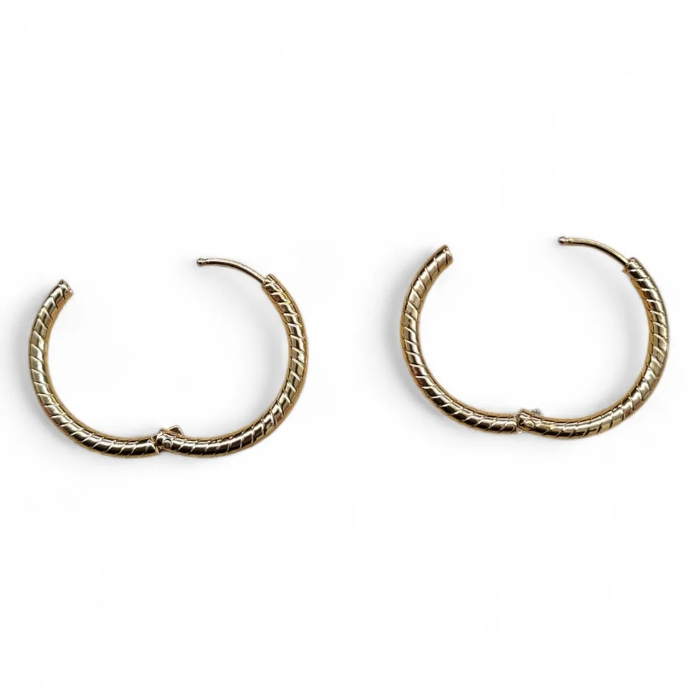 Stainless Steel Gold‎ Accent Design Hoop Earrings | 25mm| Tarnish Resistant